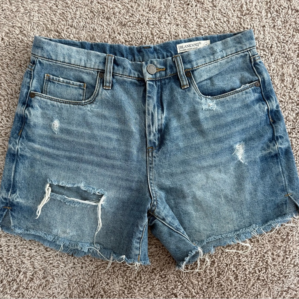 Blank NYC Women's Ripped Jean Shorts - Blue